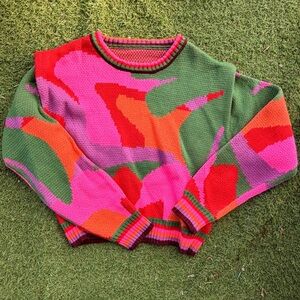 Colorful Kids Sweater with Pink and Green Design